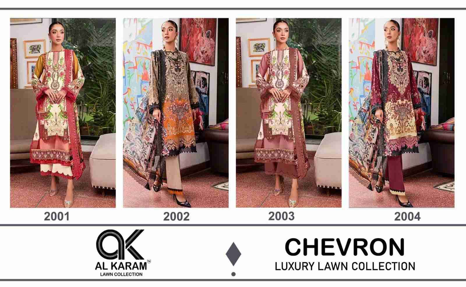 Chevron Luxury Lawn Collection By Al Karam Lawn Collection 2001 To 2004 Series Designer Pakistani Suits Beautiful Fancy Stylish Colorful Party Wear & Occasional Wear Pure Cotton With Embroidery Dresses At Wholesale Price