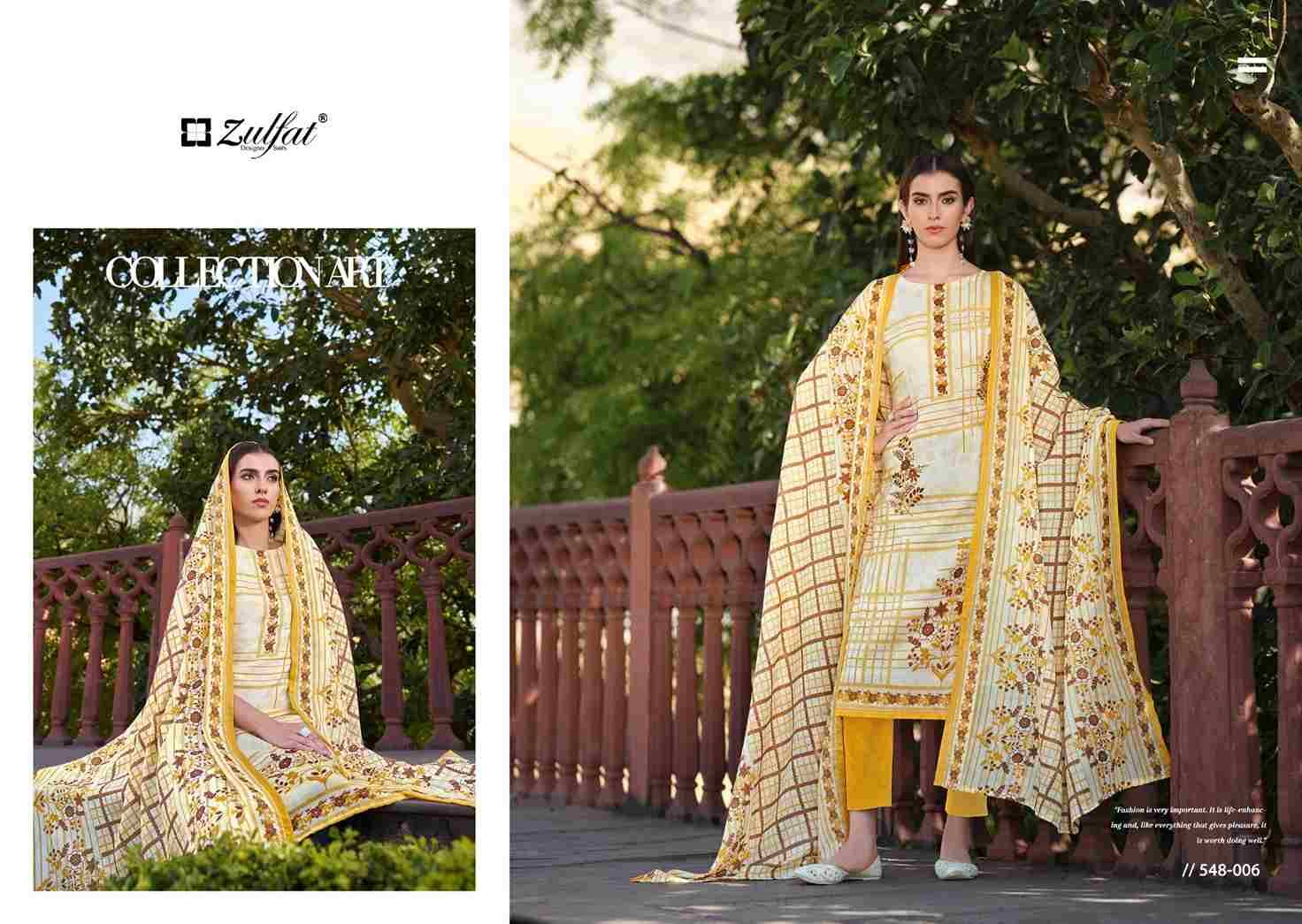 Farhana Vol-6 By Zulfat 548-001 To 548-008 Series Beautiful Festive Suits Stylish Fancy Colorful Casual Wear & Ethnic Wear Pure Cotton Print Dresses At Wholesale Price