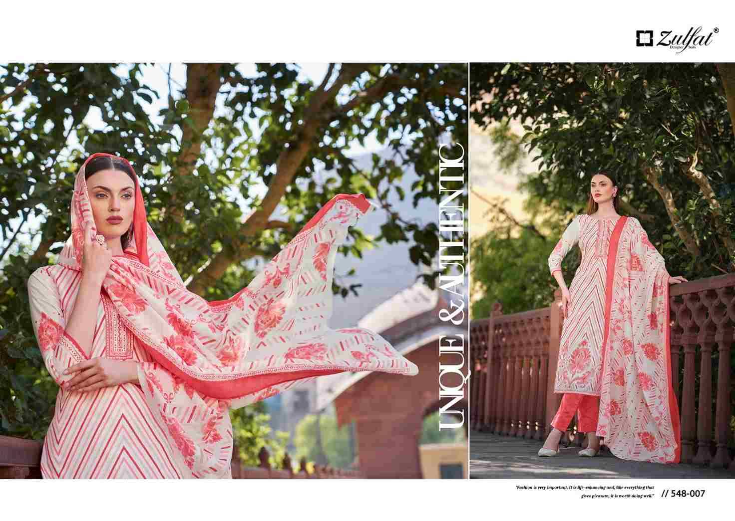 Farhana Vol-6 By Zulfat 548-001 To 548-008 Series Beautiful Festive Suits Stylish Fancy Colorful Casual Wear & Ethnic Wear Pure Cotton Print Dresses At Wholesale Price