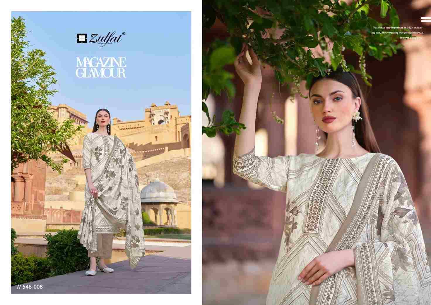 Farhana Vol-6 By Zulfat 548-001 To 548-008 Series Beautiful Festive Suits Stylish Fancy Colorful Casual Wear & Ethnic Wear Pure Cotton Print Dresses At Wholesale Price