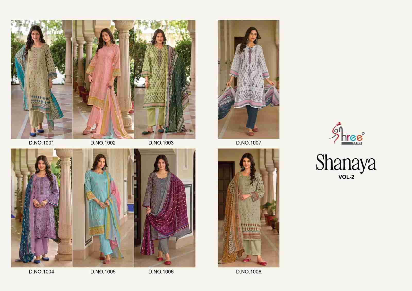 Shanaya Vol-2 By Shree Fabs 1001 To 1008 Series Designer Festive Suits Beautiful Stylish Fancy Colorful Party Wear & Occasional Wear Pure Cotton Print Embroidered Dresses At Wholesale Price