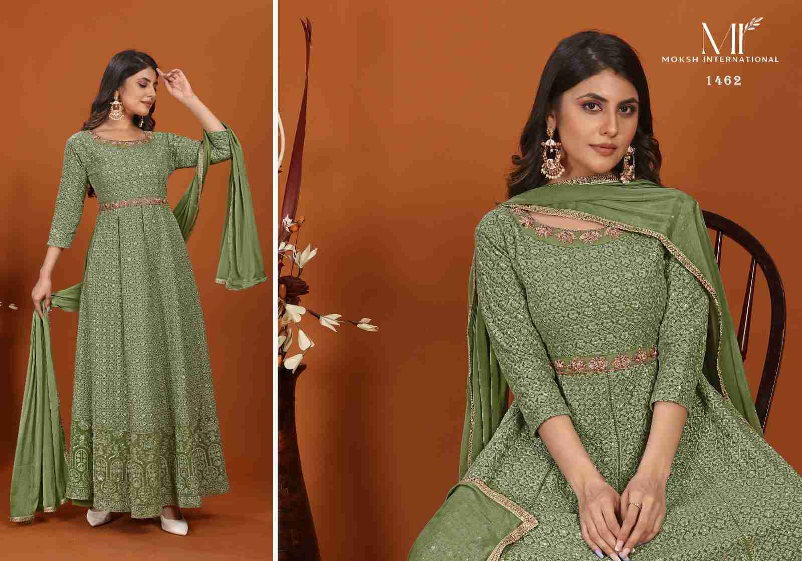 Mahek Vol-1 By Moksh International 1461 To 1464 Series Beautiful Stylish Fancy Colorful Casual Wear & Ethnic Wear Georgette Gowns With Dupatta At Wholesale Price