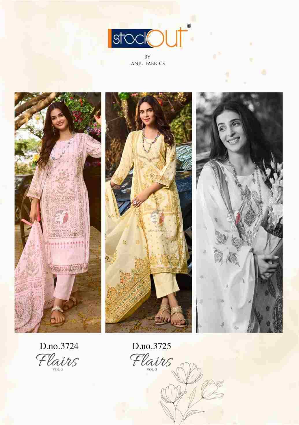 Flairs Vol-3 By Anju Fabrics 37521 To 37525 Series Beautiful Stylish Suits Fancy Colorful Casual Wear & Ethnic Wear & Ready To Wear Pure Cotton With Work Dresses At Wholesale Price