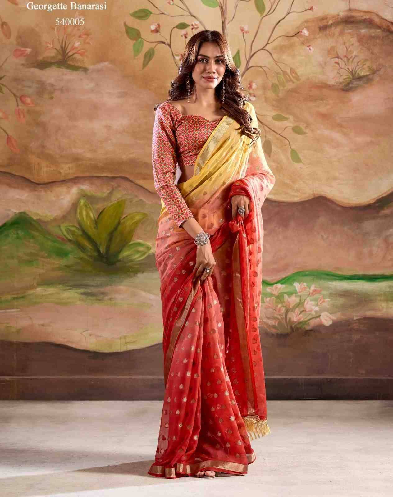 Marigold Silk By Rajpath 540001 To 540006 Series Indian Traditional Wear Collection Beautiful Stylish Fancy Colorful Party Wear & Occasional Wear Georgette Sarees At Wholesale Price