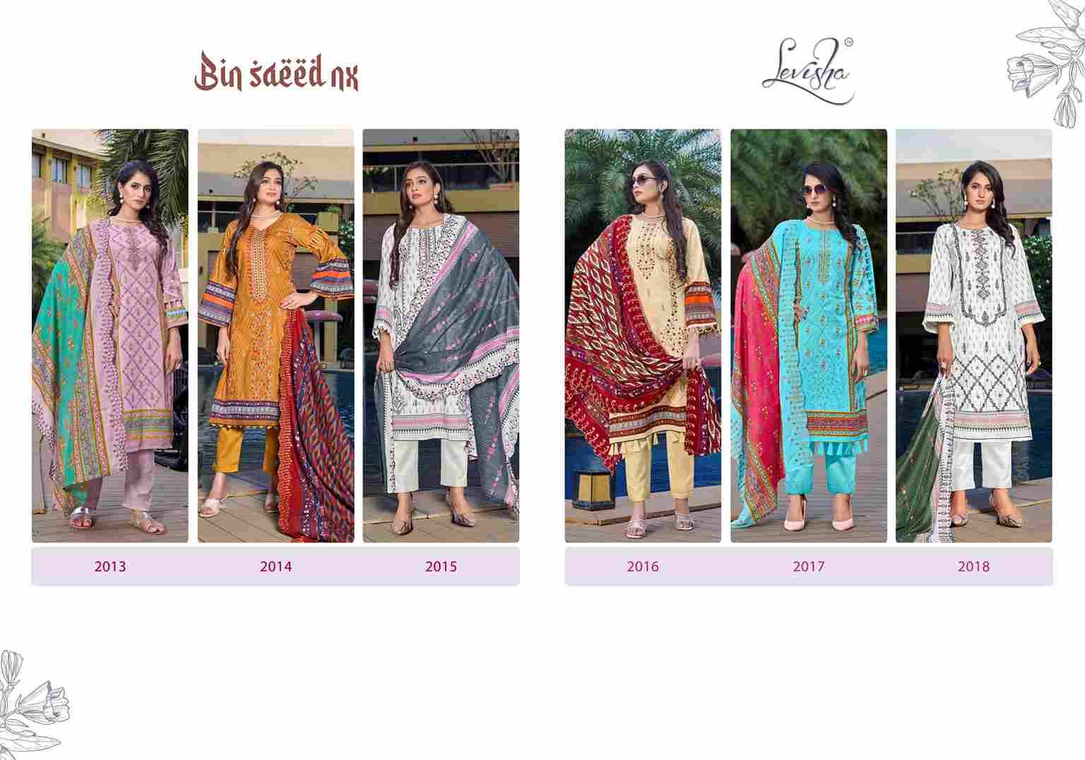 Bin Saeed Nx By Levisha 2013 To 2018 Series Festive Suits Beautiful Fancy Colorful Stylish Party Wear & Occasional Wear Cambric Cotton Print Dresses At Wholesale Price