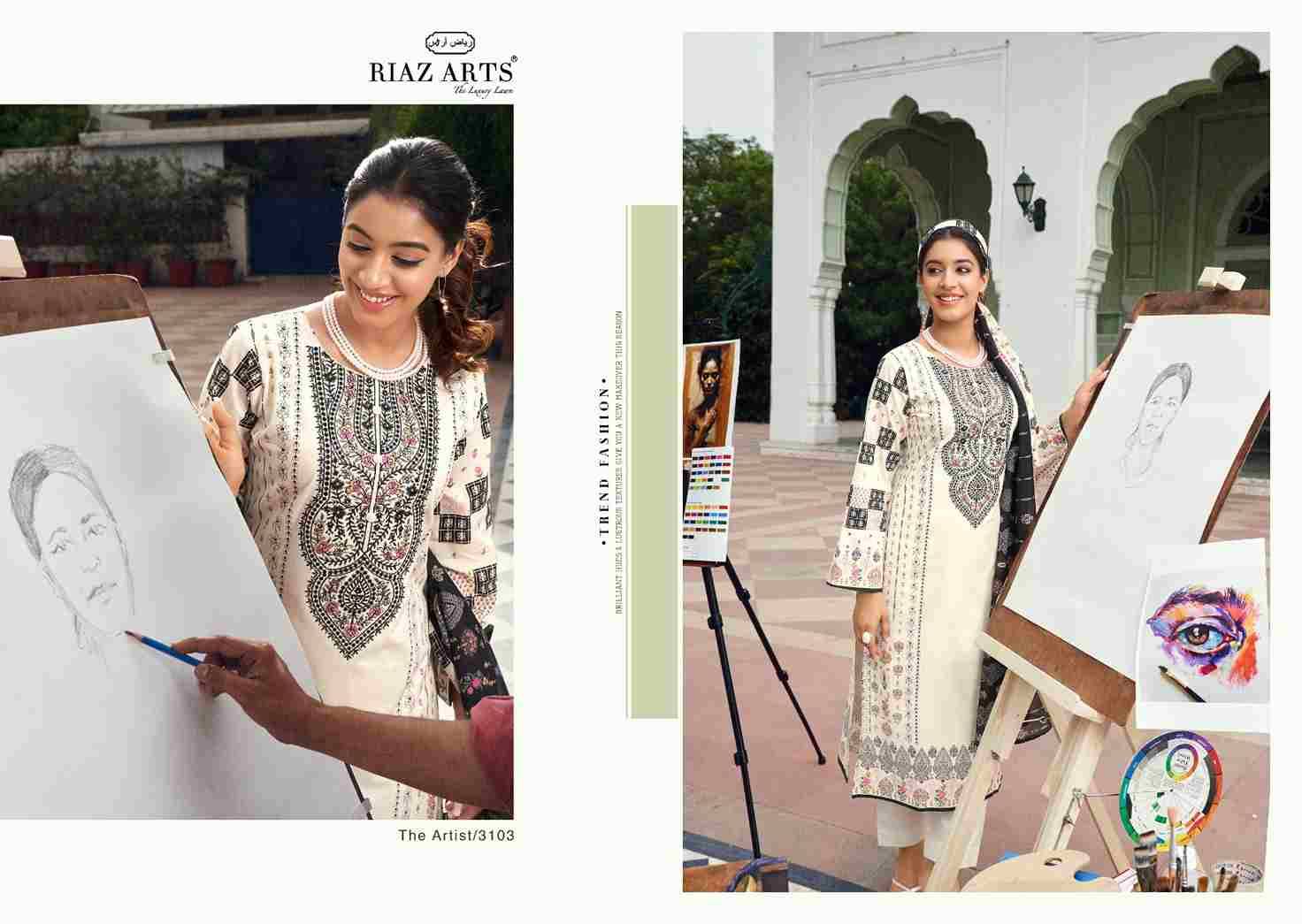 The Artist By Riaz Arts 3101 To 3108 Series Beautiful Stylish Festive Suits Fancy Colorful Casual Wear & Ethnic Wear & Ready To Wear Pure Cambric Lawn Digital Print Dresses At Wholesale Price