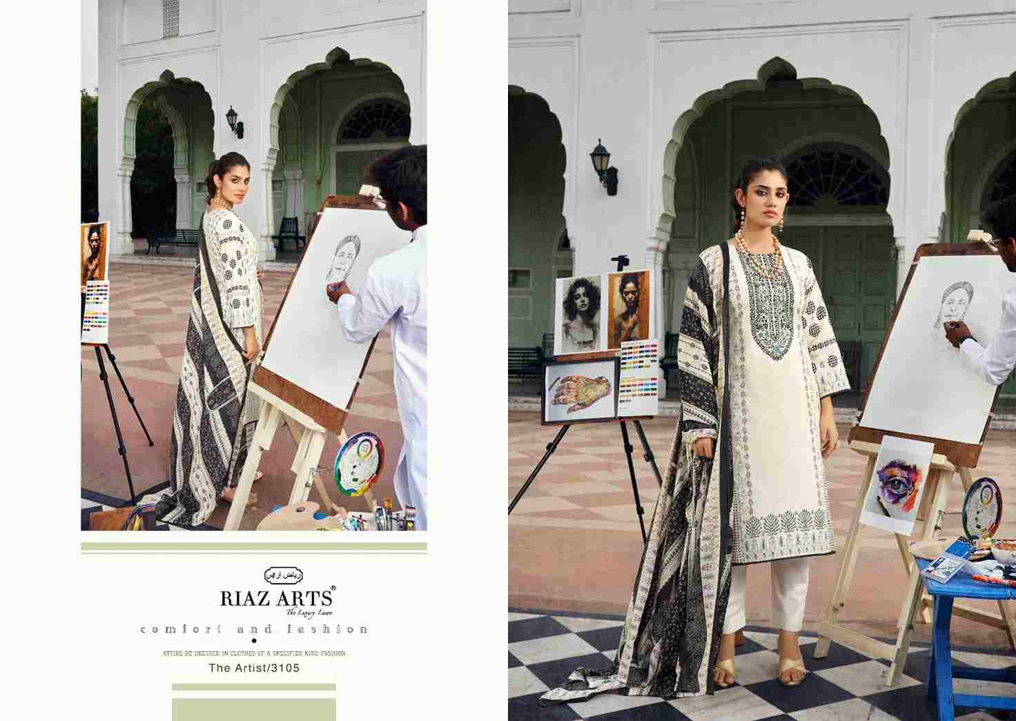 The Artist By Riaz Arts 3101 To 3108 Series Beautiful Stylish Festive Suits Fancy Colorful Casual Wear & Ethnic Wear & Ready To Wear Pure Cambric Lawn Digital Print Dresses At Wholesale Price