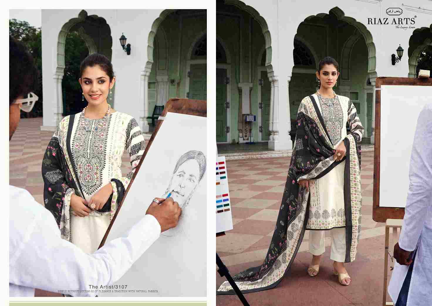 The Artist By Riaz Arts 3101 To 3108 Series Beautiful Stylish Festive Suits Fancy Colorful Casual Wear & Ethnic Wear & Ready To Wear Pure Cambric Lawn Digital Print Dresses At Wholesale Price