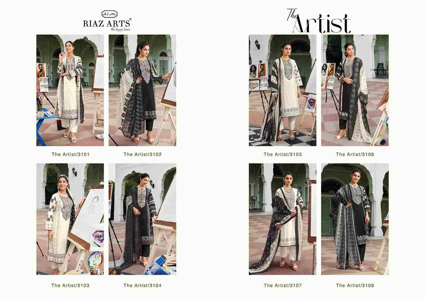 The Artist By Riaz Arts 3101 To 3108 Series Beautiful Stylish Festive Suits Fancy Colorful Casual Wear & Ethnic Wear & Ready To Wear Pure Cambric Lawn Digital Print Dresses At Wholesale Price