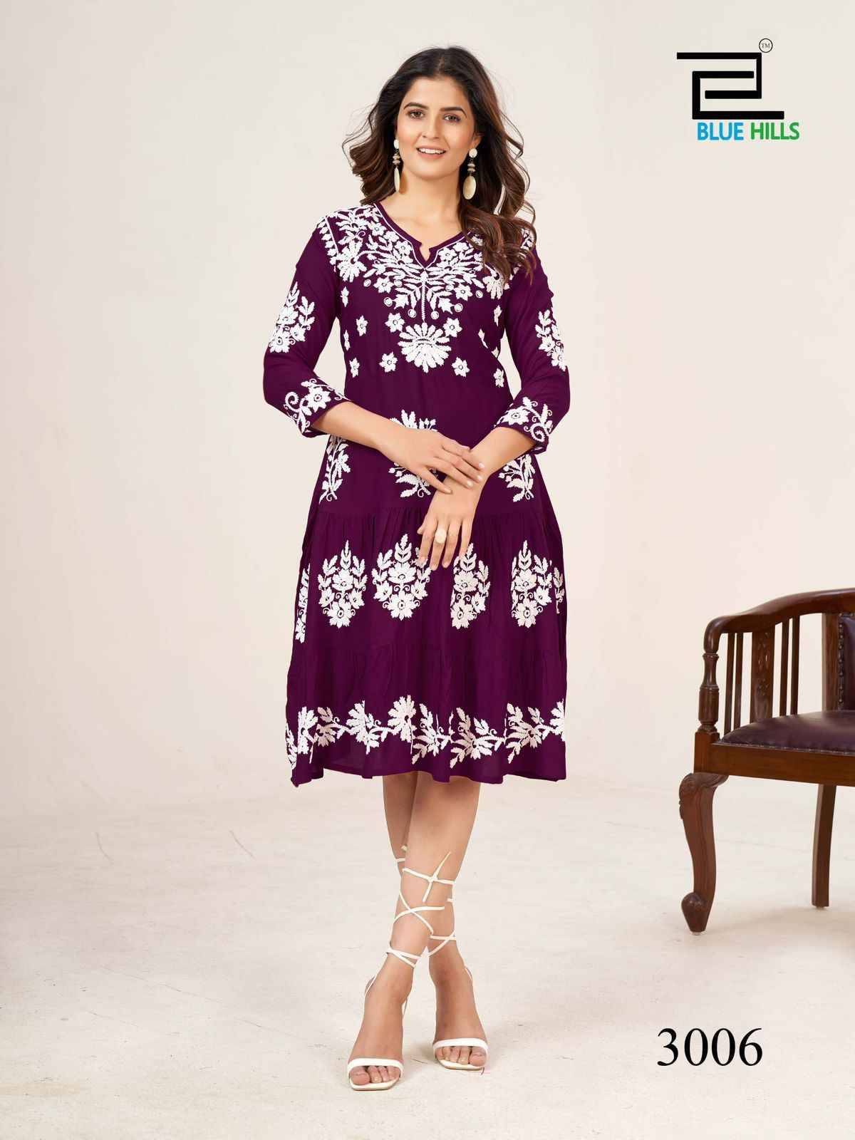 Kiara Vol-3 By Blue Hills 3001 To 3006 Series Designer Stylish Fancy Colorful Beautiful Party Wear & Ethnic Wear Collection Rayon With Work Kurtis At Wholesale Price