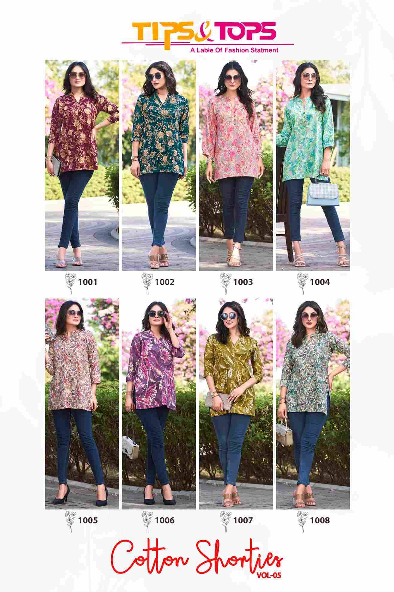 Cotton Shorties Vol-5 By Tips And Tops 1001 To 1008 Series Designer Stylish Fancy Colorful Beautiful Party Wear & Ethnic Wear Collection Premium Cotton Tops At Wholesale Price