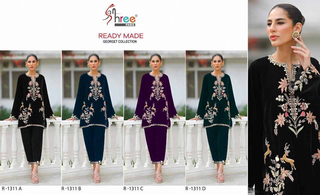 Shree Fabs Hit Design R-1311 Colours By Shree Fabs R-1311-A To R-1311-D Series Designer Stylish Fancy Colorful Beautiful Party Wear & Ethnic Wear Collection Faux Georgette Kurtis With Bottom At Wholesale Price