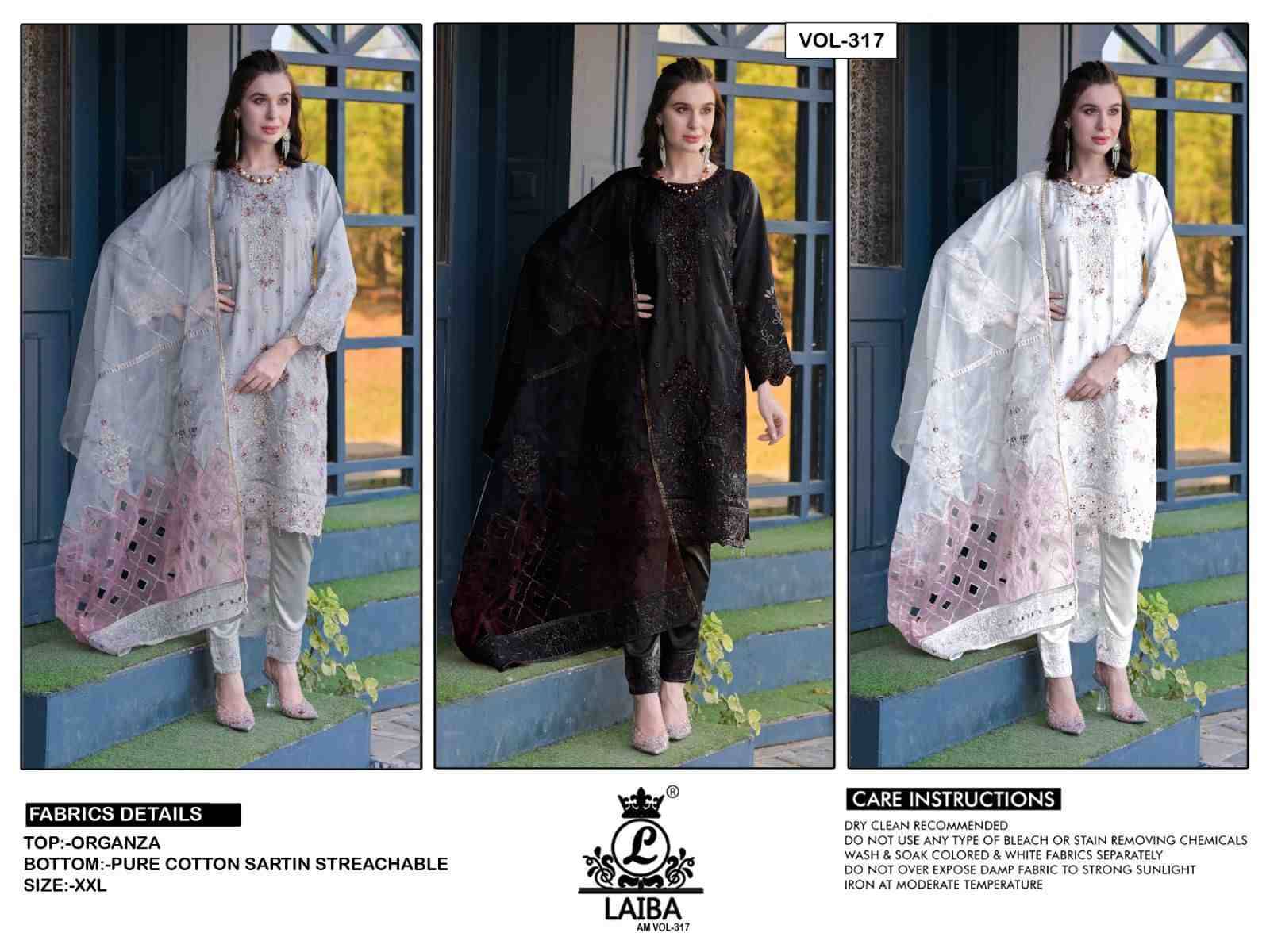 AM Vol-317 By Laiba 317-A To 317-C Series Beautiful Pakistani Suits Colorful Stylish Fancy Casual Wear & Ethnic Wear Pure Organza Embroidered Dresses At Wholesale Price