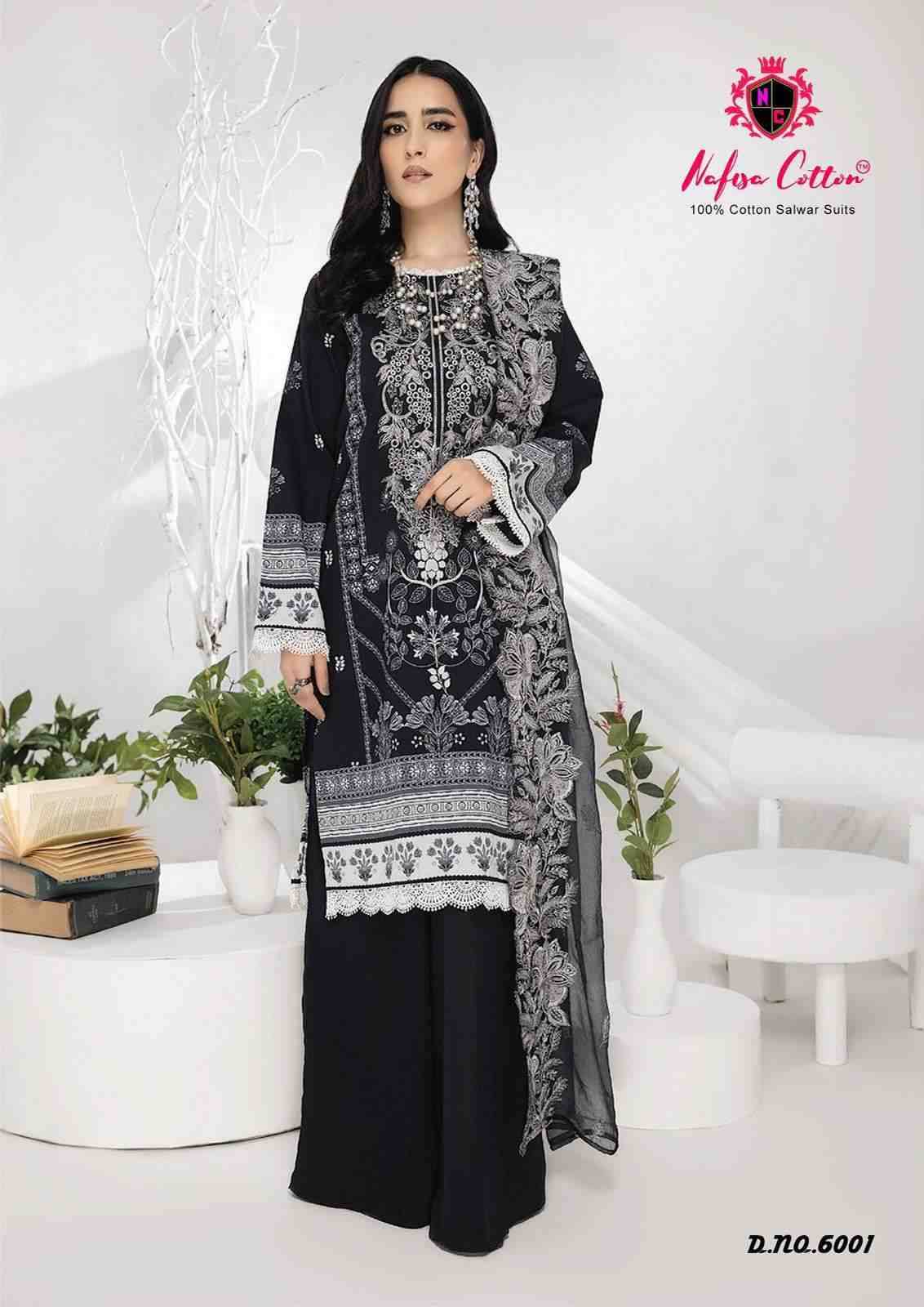 Black And White Vol-6 By Nafisa Cotton 6001 To 6006 Series Beautiful Festive Suits Colorful Stylish Fancy Casual Wear & Ethnic Wear Pure Cotton Embroidered Dresses At Wholesale Price