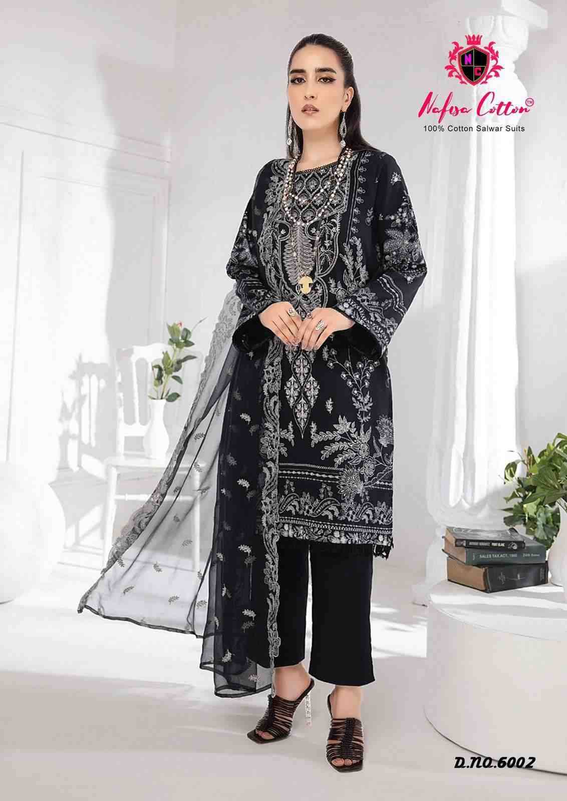 Black And White Vol-6 By Nafisa Cotton 6001 To 6006 Series Beautiful Festive Suits Colorful Stylish Fancy Casual Wear & Ethnic Wear Pure Cotton Embroidered Dresses At Wholesale Price