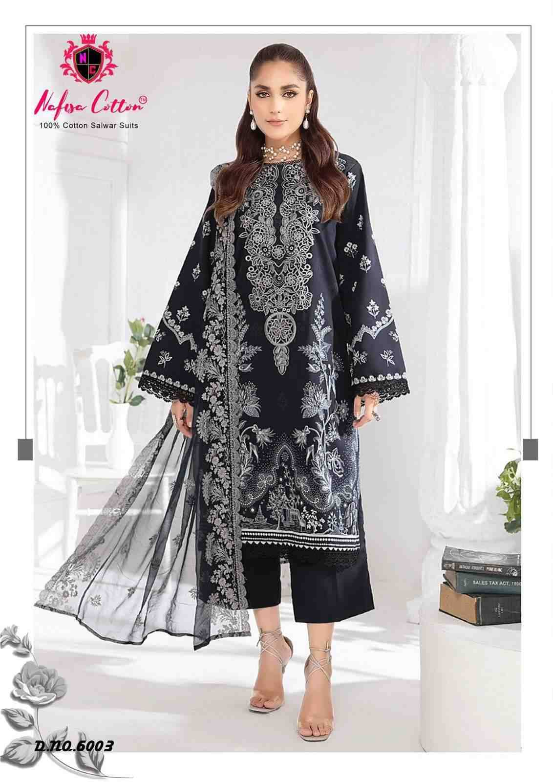 Black And White Vol-6 By Nafisa Cotton 6001 To 6006 Series Beautiful Festive Suits Colorful Stylish Fancy Casual Wear & Ethnic Wear Pure Cotton Embroidered Dresses At Wholesale Price