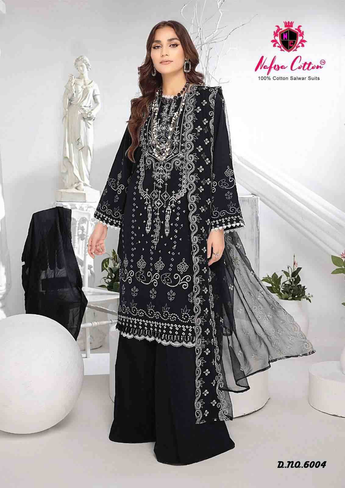 Black And White Vol-6 By Nafisa Cotton 6001 To 6006 Series Beautiful Festive Suits Colorful Stylish Fancy Casual Wear & Ethnic Wear Pure Cotton Embroidered Dresses At Wholesale Price