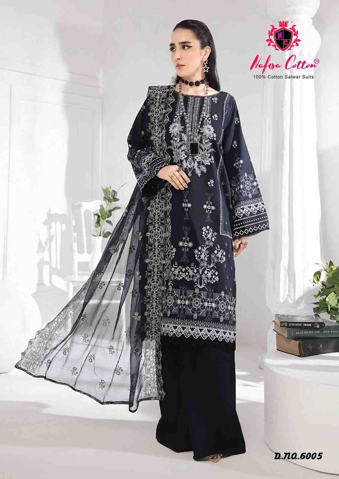 Black And White Vol-6 By Nafisa Cotton 6001 To 6006 Series Beautiful Festive Suits Colorful Stylish Fancy Casual Wear & Ethnic Wear Pure Cotton Embroidered Dresses At Wholesale Price