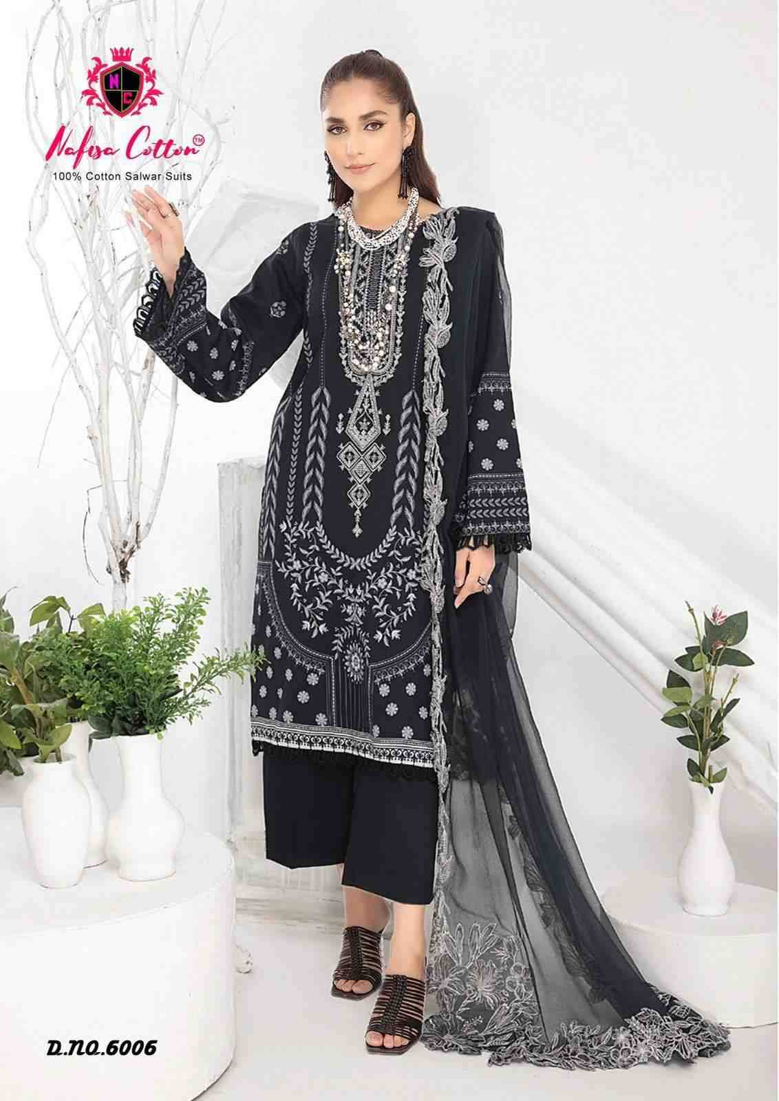 Black And White Vol-6 By Nafisa Cotton 6001 To 6006 Series Beautiful Festive Suits Colorful Stylish Fancy Casual Wear & Ethnic Wear Pure Cotton Embroidered Dresses At Wholesale Price