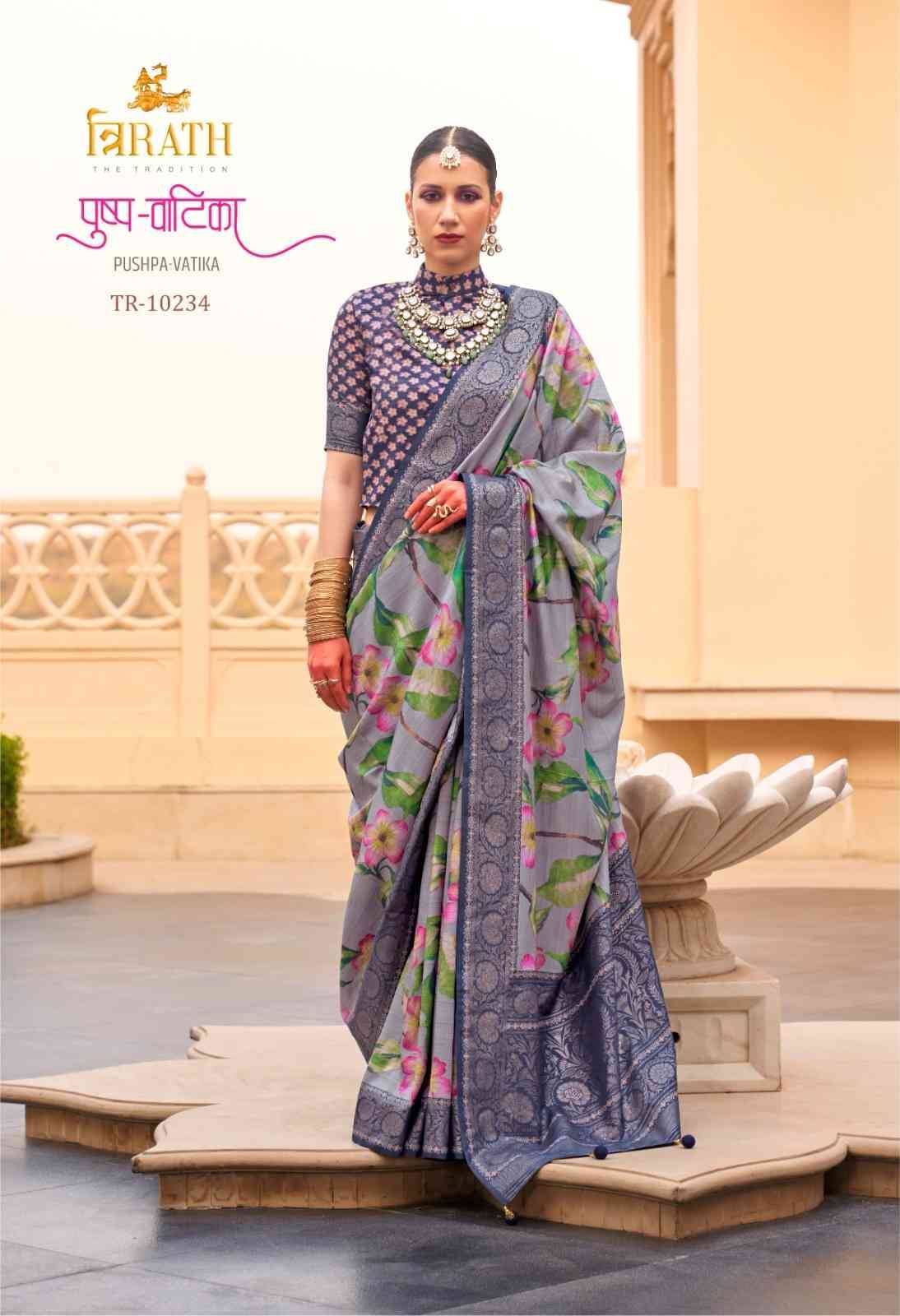 Pushpa Vatika By Trirath 10225 To 10236 Series Indian Traditional Wear Collection Beautiful Stylish Fancy Colorful Party Wear & Occasional Wear Silk Sarees At Wholesale Price