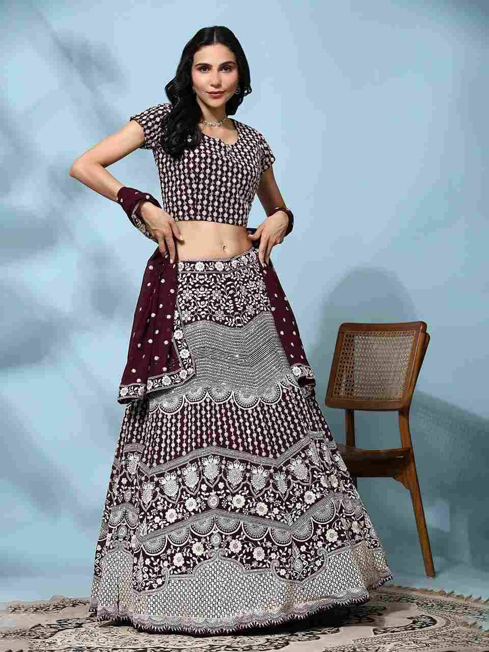 C-1958 By Amoha Trendz 1958-A To 1958-C Series Beautiful Colorful Fancy Wedding Collection Occasional Wear & Party Wear Georgette Lehengas At Wholesale Price