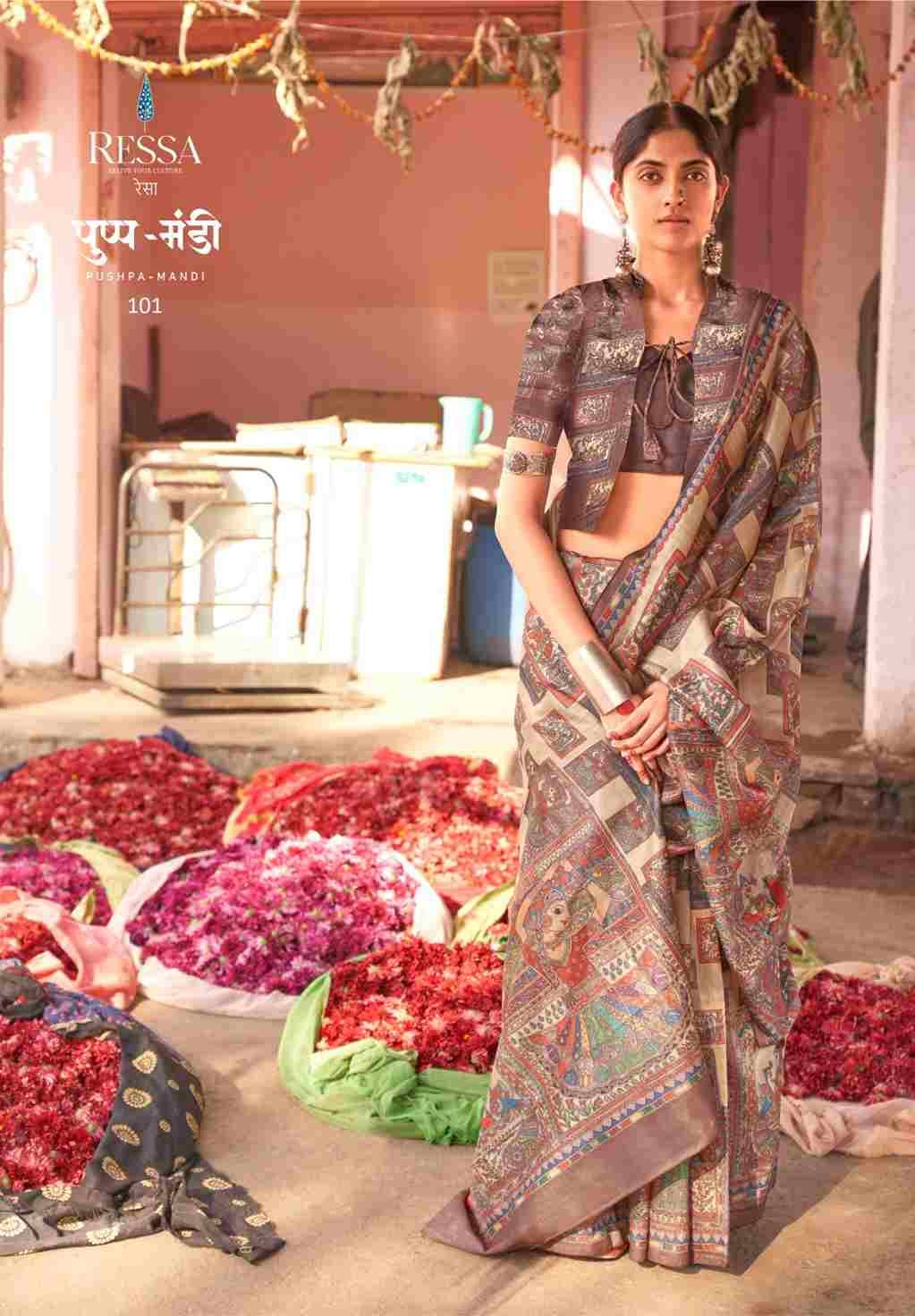 Pushpa Mandi By Ressa 101 To 108 Series Indian Traditional Wear Collection Beautiful Stylish Fancy Colorful Party Wear & Occasional Wear Fancy Sarees At Wholesale Price