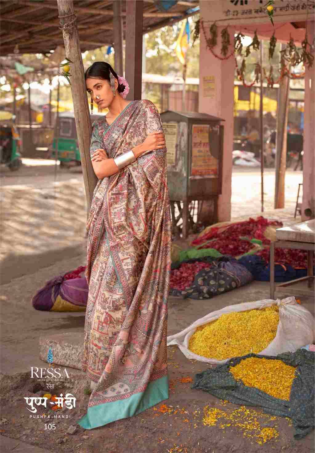 Pushpa Mandi By Ressa 101 To 108 Series Indian Traditional Wear Collection Beautiful Stylish Fancy Colorful Party Wear & Occasional Wear Fancy Sarees At Wholesale Price