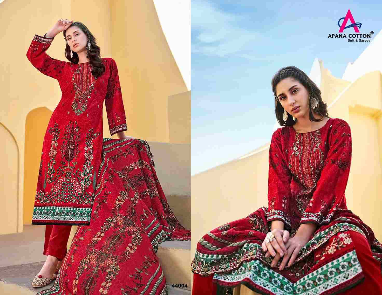 Razia Sultan Vol-44 By Apana Cotton 44001 To 44008 Series Beautiful Festive Suits Colorful Stylish Fancy Casual Wear & Ethnic Wear Pure Cotton Print Dresses At Wholesale Price