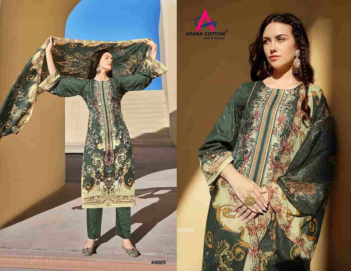 Razia Sultan Vol-44 By Apana Cotton 44001 To 44008 Series Beautiful Festive Suits Colorful Stylish Fancy Casual Wear & Ethnic Wear Pure Cotton Print Dresses At Wholesale Price