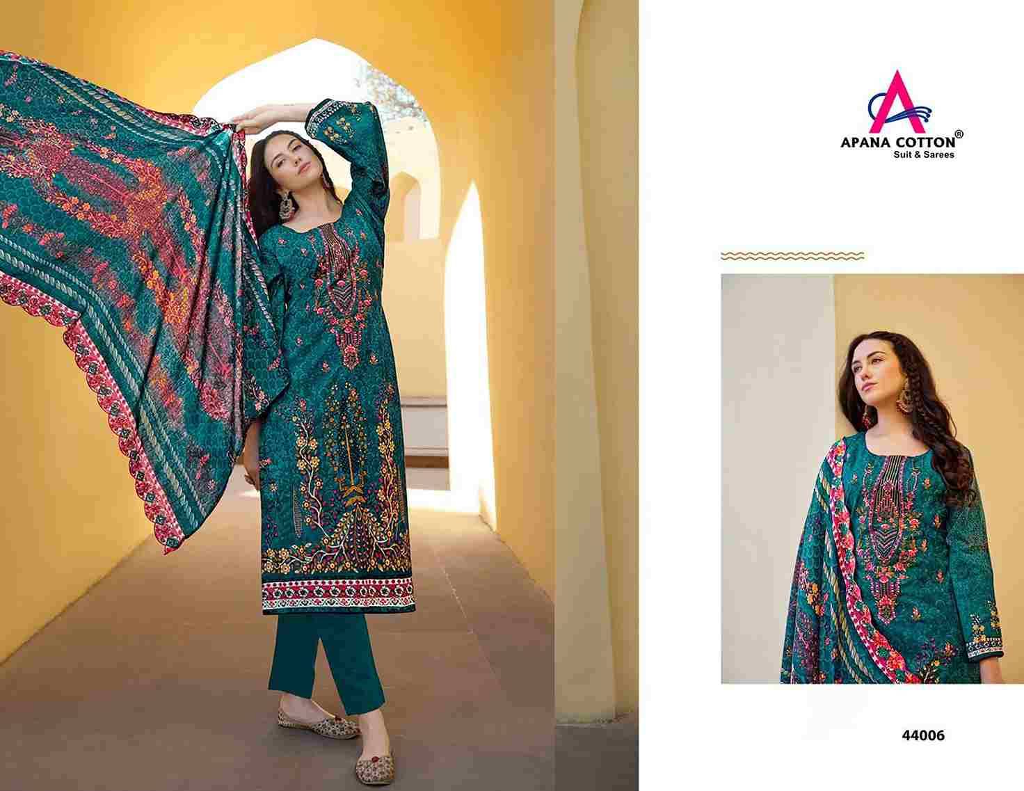 Razia Sultan Vol-44 By Apana Cotton 44001 To 44008 Series Beautiful Festive Suits Colorful Stylish Fancy Casual Wear & Ethnic Wear Pure Cotton Print Dresses At Wholesale Price