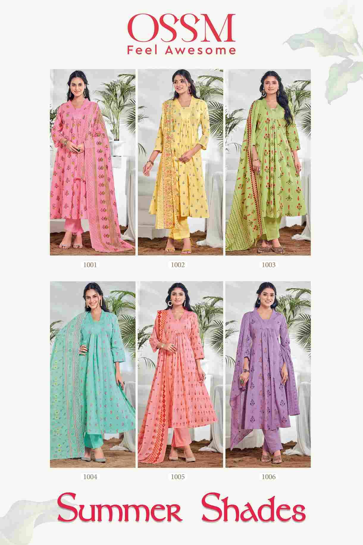 Summer Shades By Ossm 1001 To 1006 Series Designer Festive Suits Beautiful Fancy Colorful Stylish Party Wear & Occasional Wear Pure Cotton Dresses At Wholesale Price