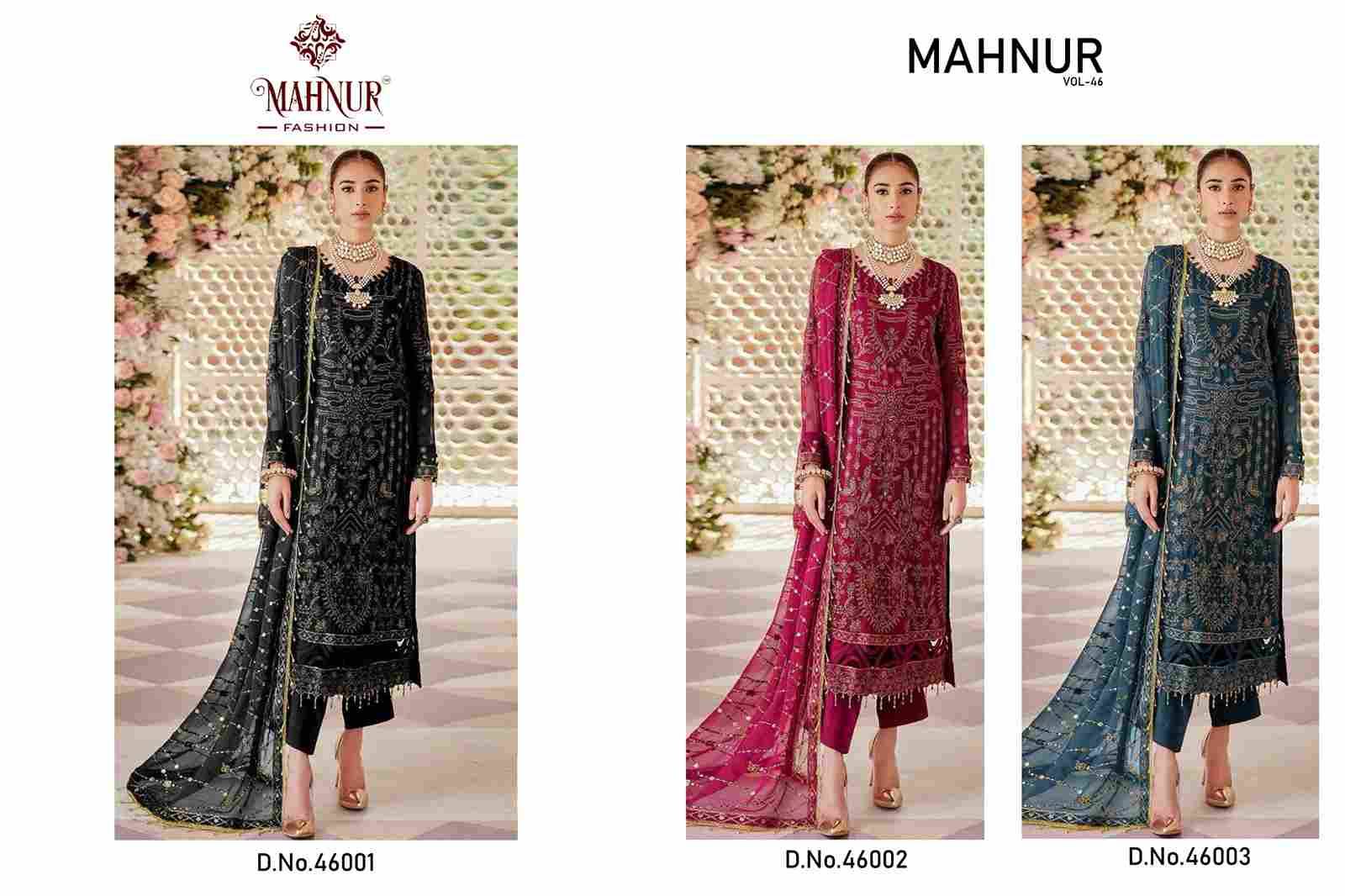 Mahnur Vol-46 By Mahnur Fashion 46001 To 46003 Series Beautiful Pakistani Suits Colorful Stylish Fancy Casual Wear & Ethnic Wear Heavy Georgette Dresses At Wholesale Price