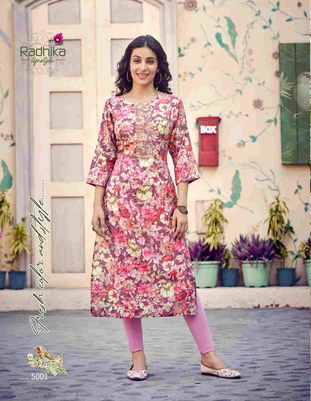 Charming Vol-5 By Radhika Lifestyle 5001 To 5006 Series Beautiful Stylish Fancy Colorful Casual Wear & Ethnic Wear Modal Chanderi Kurtis At Wholesale Price