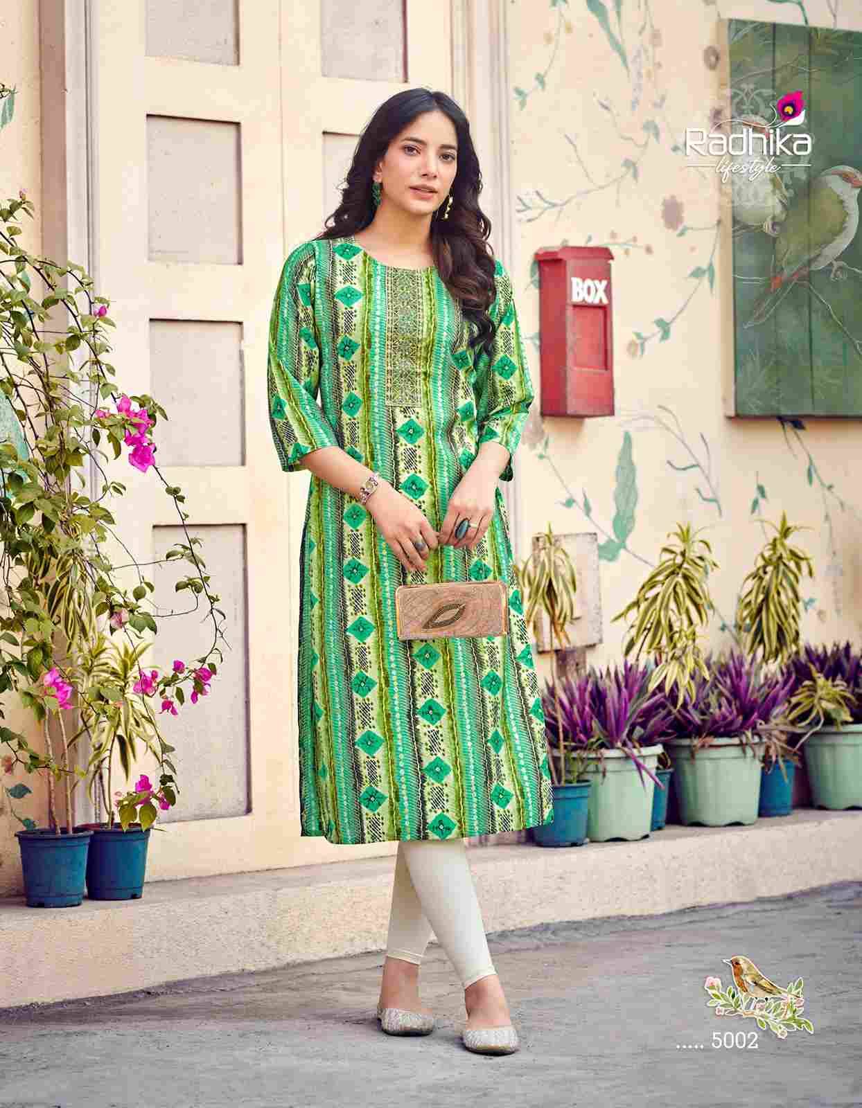 Charming Vol-5 By Radhika Lifestyle 5001 To 5006 Series Beautiful Stylish Fancy Colorful Casual Wear & Ethnic Wear Modal Chanderi Kurtis At Wholesale Price