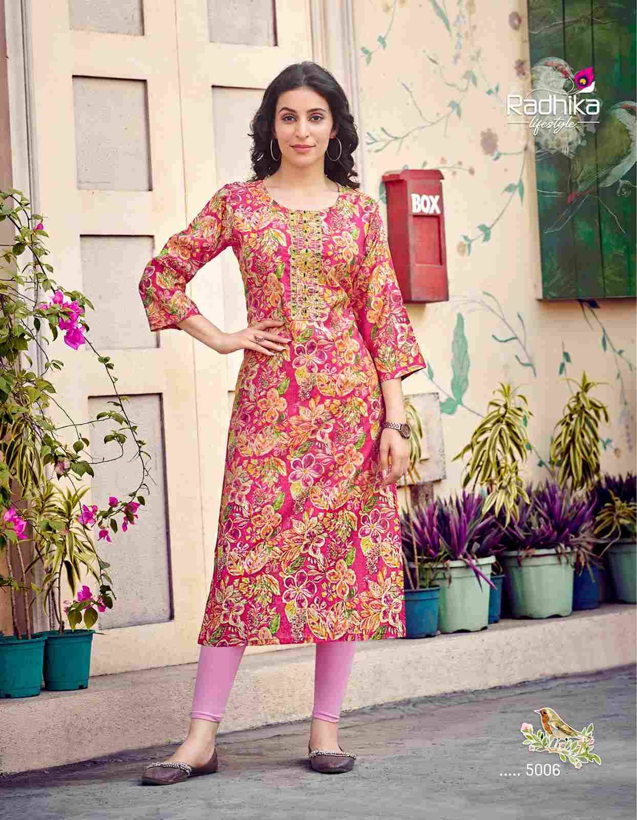 Charming Vol-5 By Radhika Lifestyle 5001 To 5006 Series Beautiful Stylish Fancy Colorful Casual Wear & Ethnic Wear Modal Chanderi Kurtis At Wholesale Price