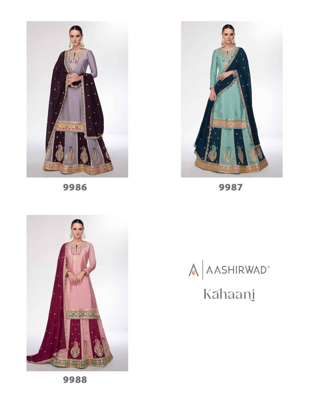 Kahaani By Aashirwad Creation 9986 To 9988 Series Beautiful Festive Suits Colorful Stylish Fancy Casual Wear & Ethnic Wear Premium Silk Dresses At Wholesale Price