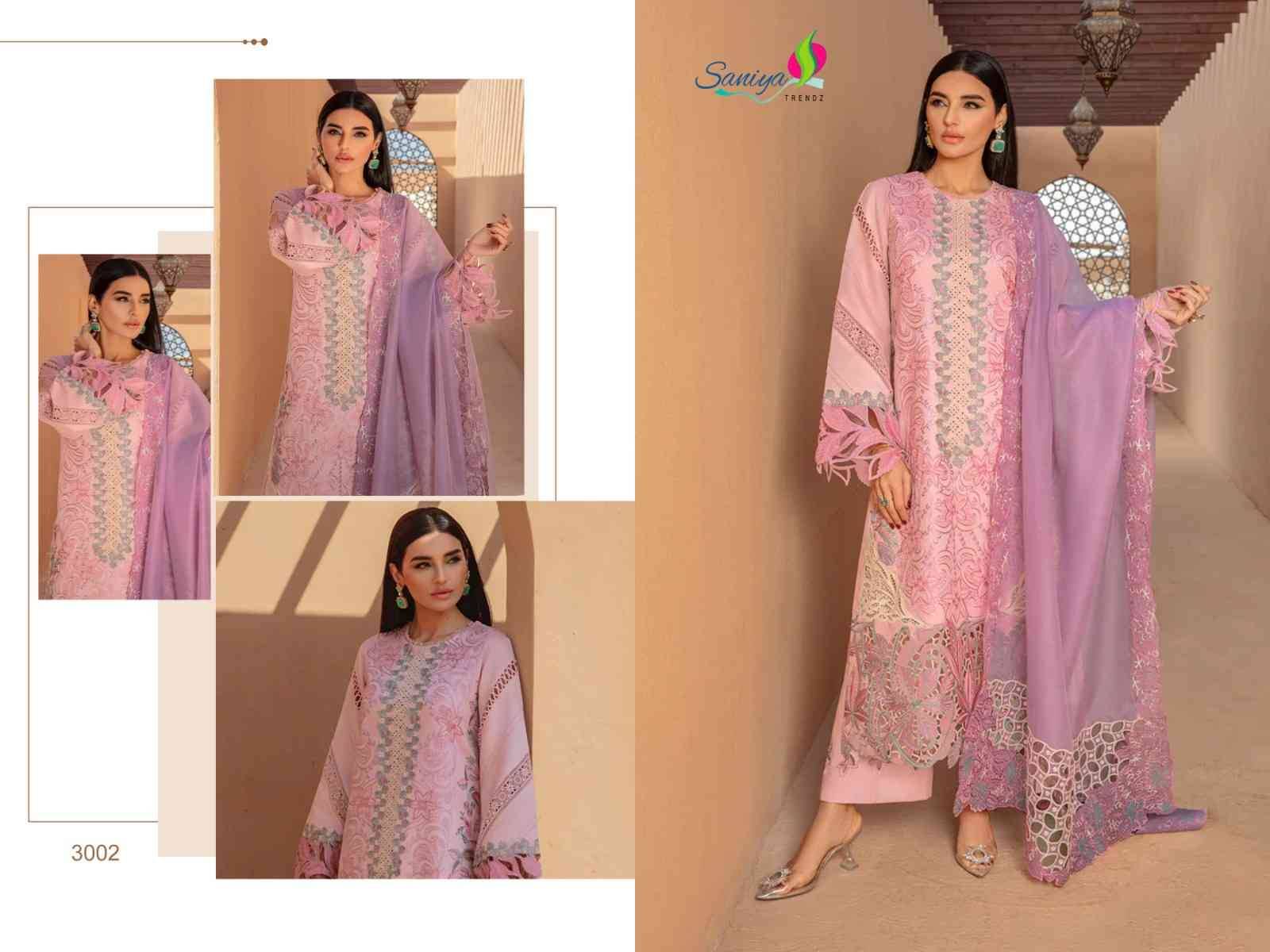 Rang Rasiya Vol-3 Nx By Saniya Trendz 3001 To 3003 Series Designer Pakistani Suits Beautiful Stylish Fancy Colorful Party Wear & Occasional Wear Pure Cotton Print Embroidered Dresses At Wholesale Price