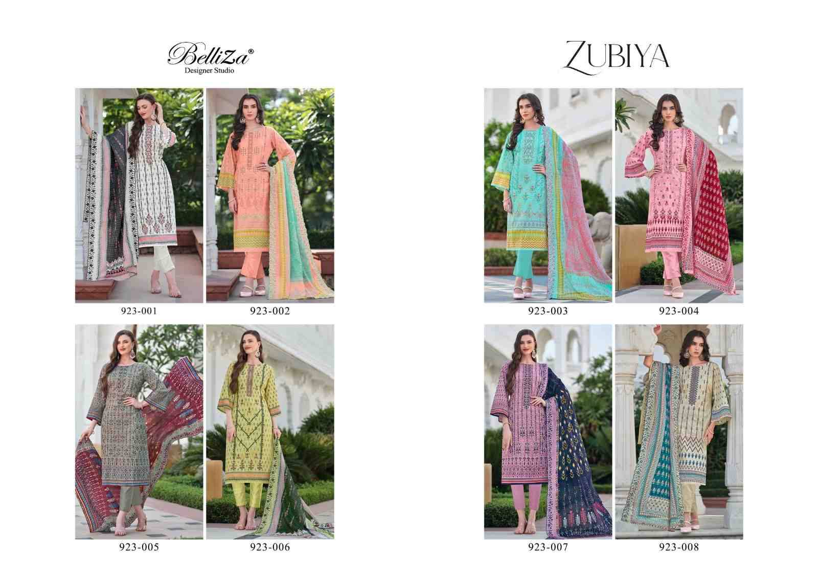 Zubiya By Belliza 923-001 To 923-008 Series Beautiful Festive Suits Stylish Fancy Colorful Casual Wear & Ethnic Wear Pure Cotton Print Dresses At Wholesale Price