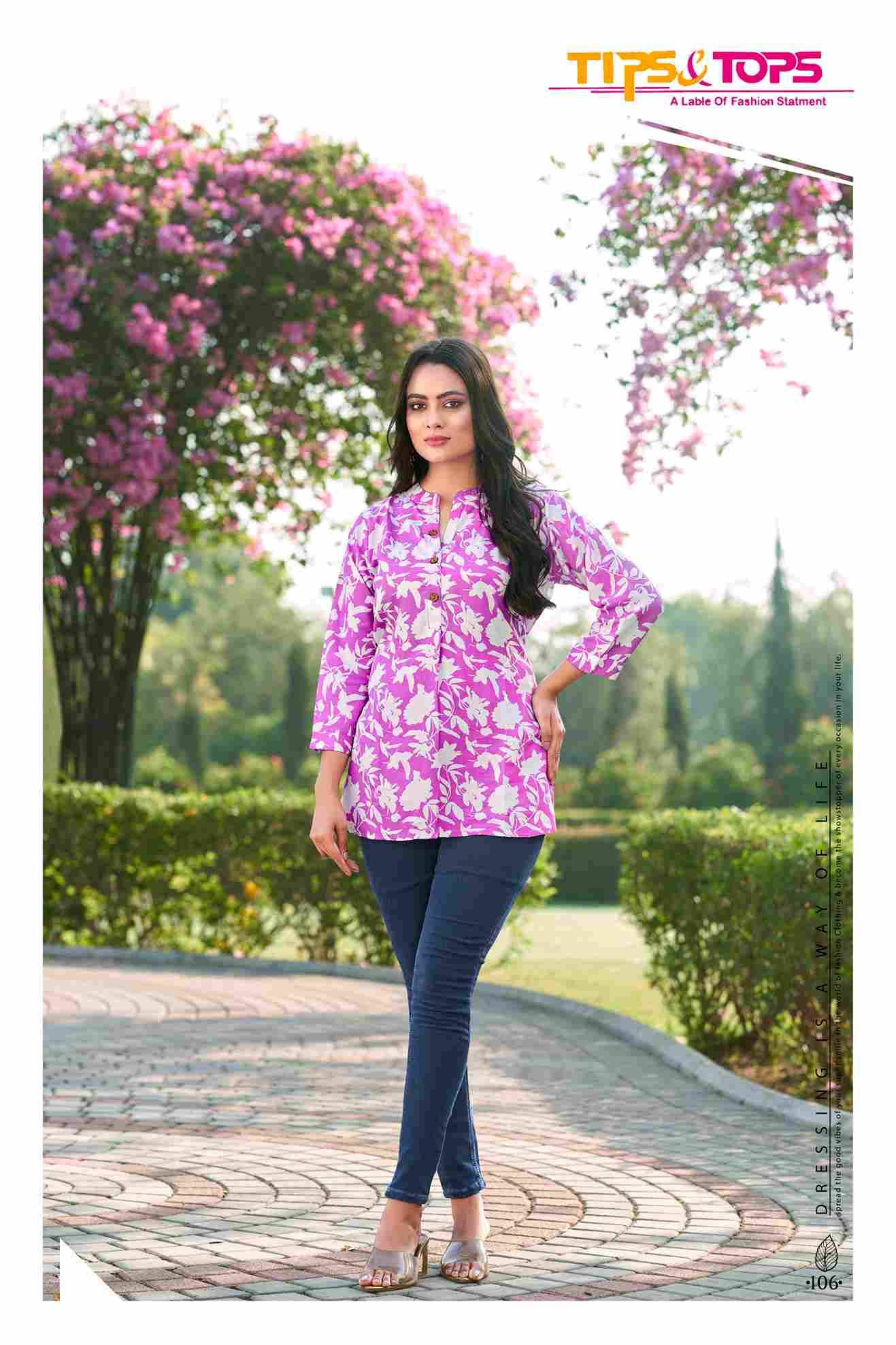 Baby Vol-3 By Tips And Tops 101 To 108 Series Beautiful Stylish Fancy Colorful Casual Wear & Ethnic Wear Pure Rayon Tops At Wholesale Price