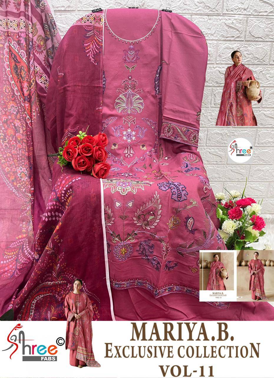 Mariya.B. Exclusive Collection Vol-11 By Shree Fabs 3439 To 3446 Series Beautiful Pakistani Suits Colorful Stylish Fancy Casual Wear & Ethnic Wear Pure Rayon Cotton With Embroidered Dresses At Wholesale Price