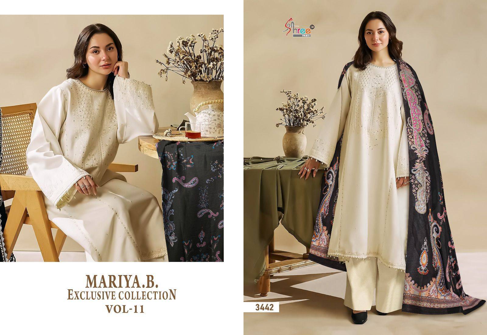 Mariya.B. Exclusive Collection Vol-11 By Shree Fabs 3439 To 3446 Series Beautiful Pakistani Suits Colorful Stylish Fancy Casual Wear & Ethnic Wear Pure Rayon Cotton With Embroidered Dresses At Wholesale Price