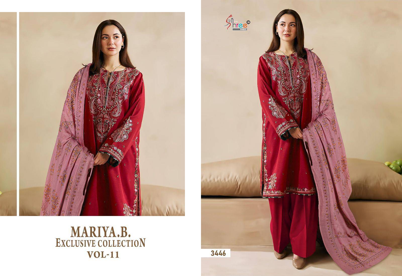 Mariya.B. Exclusive Collection Vol-11 By Shree Fabs 3439 To 3446 Series Beautiful Pakistani Suits Colorful Stylish Fancy Casual Wear & Ethnic Wear Pure Rayon Cotton With Embroidered Dresses At Wholesale Price