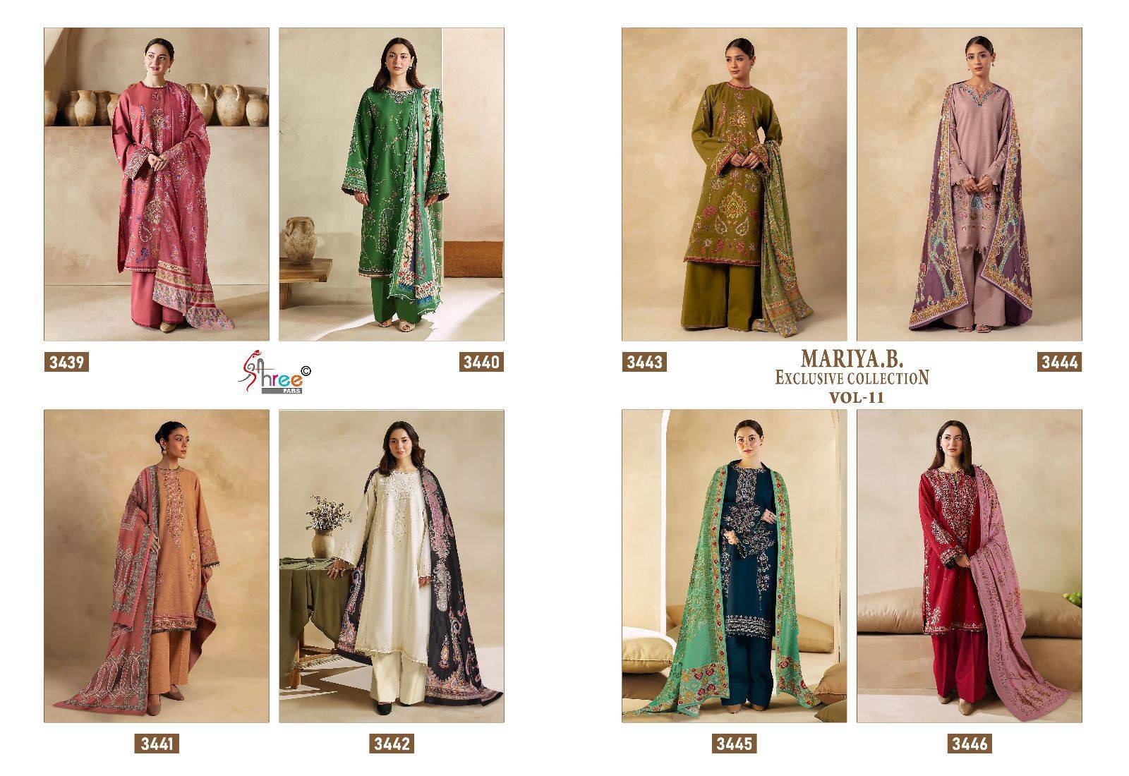 Mariya.B. Exclusive Collection Vol-11 By Shree Fabs 3439 To 3446 Series Beautiful Pakistani Suits Colorful Stylish Fancy Casual Wear & Ethnic Wear Pure Rayon Cotton With Embroidered Dresses At Wholesale Price