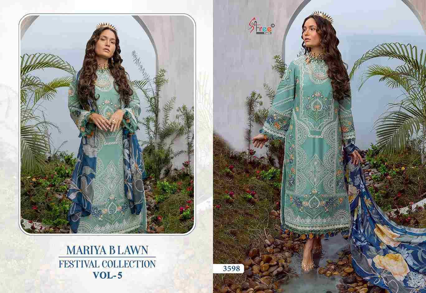 Mariya B Lawn Festival Collection Vol-5 By Shree Fabs 3597 To 3600 Series Designer Pakistani Suits Beautiful Stylish Fancy Colorful Party Wear & Occasional Wear Pure Lawn Cotton Print Embroidered Dresses At Wholesale Price