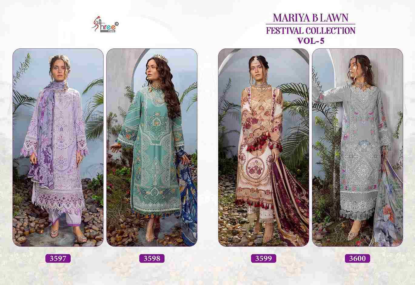 Mariya B Lawn Festival Collection Vol-5 By Shree Fabs 3597 To 3600 Series Designer Pakistani Suits Beautiful Stylish Fancy Colorful Party Wear & Occasional Wear Pure Lawn Cotton Print Embroidered Dresses At Wholesale Price