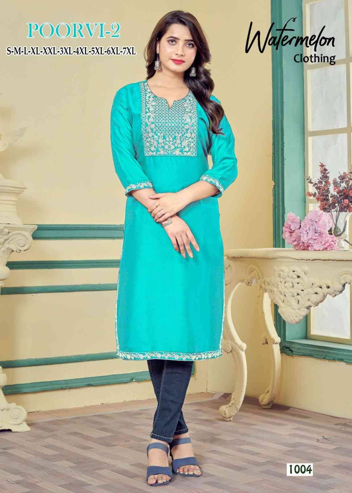 Poorvi Vol-2 By Watermelon 1001 To 1010 Series Designer Stylish Fancy Colorful Beautiful Party Wear & Ethnic Wear Collection Heavy Rayon Slub Kurtis At Wholesale Price