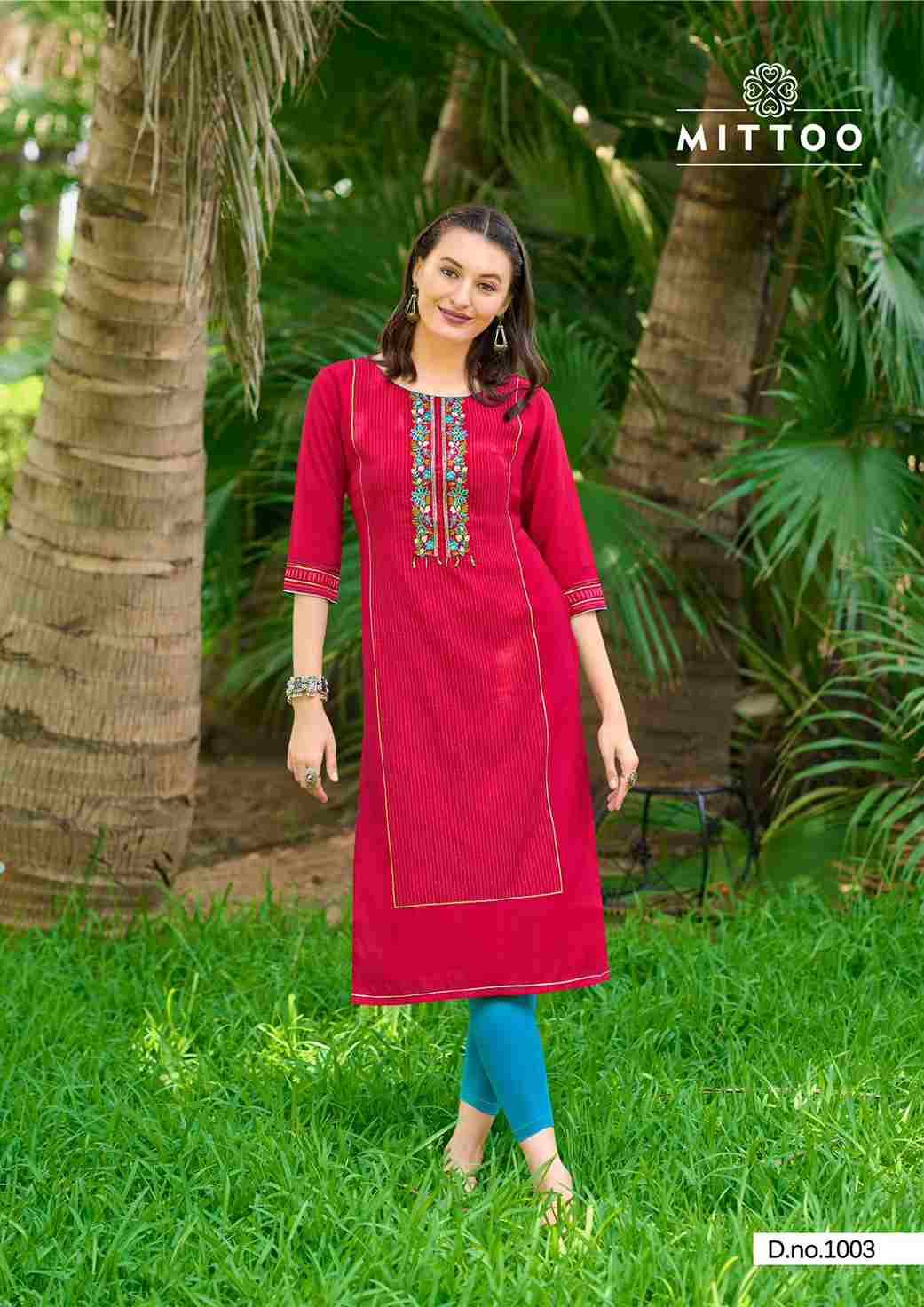 Mahika By Mittoo 1001 To 1006 Series Designer Stylish Fancy Colorful Beautiful Party Wear & Ethnic Wear Collection Viscose Weaving Kurtis At Wholesale Price