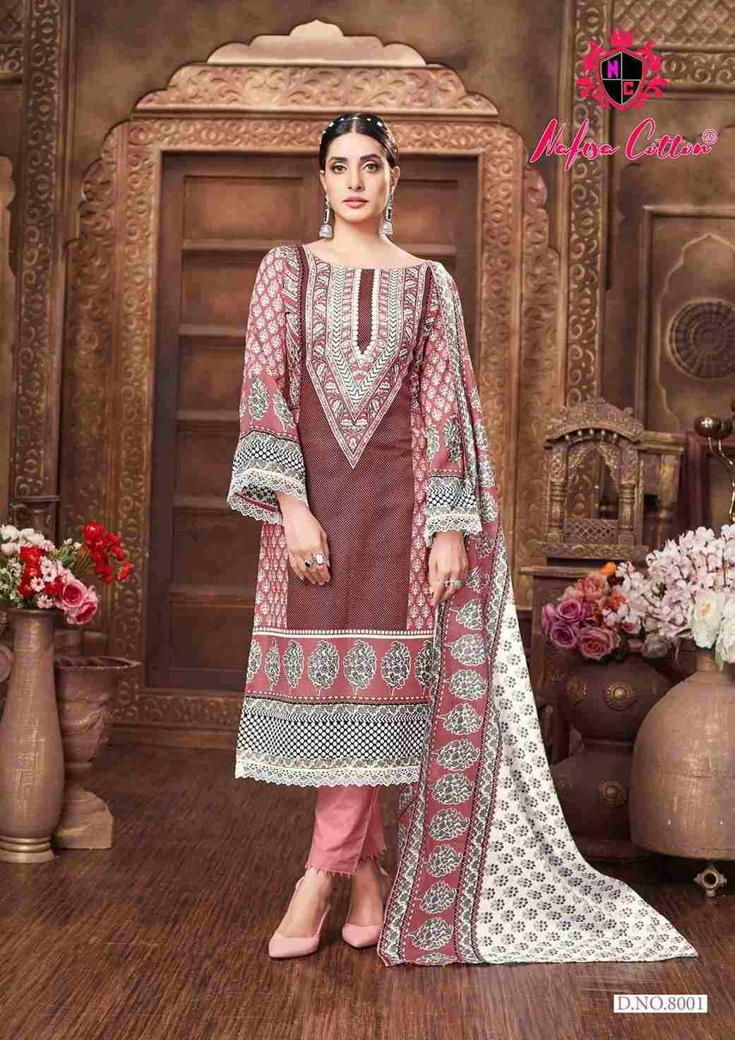 Safina Vol-8 By Nafisa Cotton 8001 To 8006 Series Beautiful Festive Suits Colorful Stylish Fancy Casual Wear & Ethnic Wear Pure Cotton Embroidered Dresses At Wholesale Price