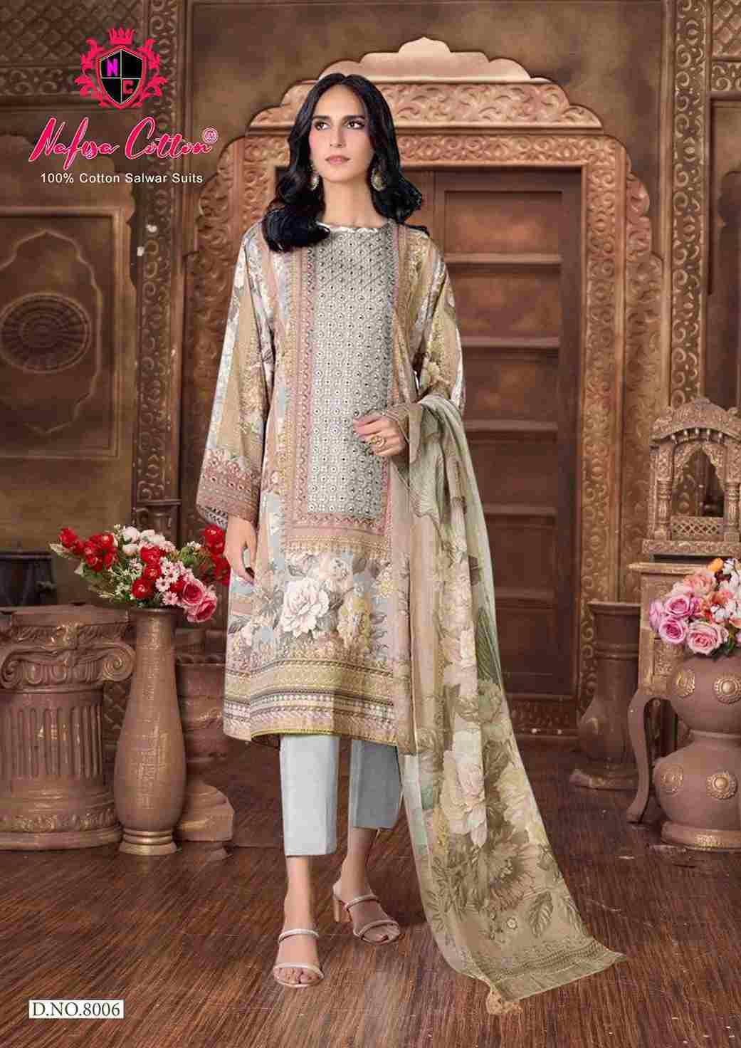 Safina Vol-8 By Nafisa Cotton 8001 To 8006 Series Beautiful Festive Suits Colorful Stylish Fancy Casual Wear & Ethnic Wear Pure Cotton Embroidered Dresses At Wholesale Price