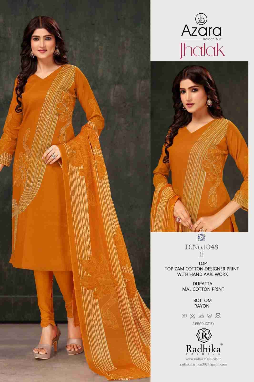 Jhalak By Azara 1048-A To 1048-F Series Beautiful Festive Suits Stylish Fancy Colorful Casual Wear & Ethnic Wear Jam Cotton Print Dresses At Wholesale Price